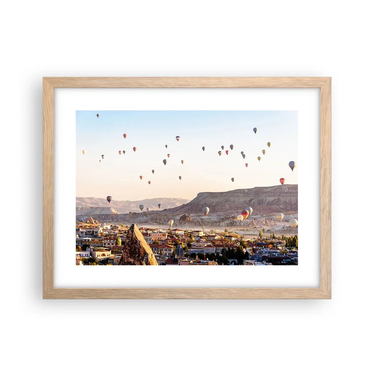 Plagát v ráme zo svetlého duba - Ako lode na oblohe - 40x30 cm