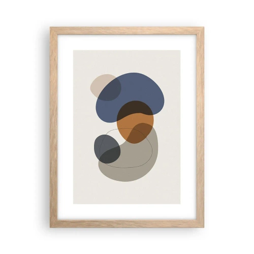 Plagát v ráme zo svetlého duba - Kvapky farieb - 30x40 cm