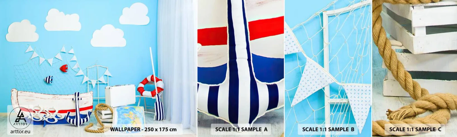 Vzorka Fototapeta Standard Eco - Detská túžba za dobrodružstvom - Pre deti, Námorná, Rybarska lod - 100x30 cm