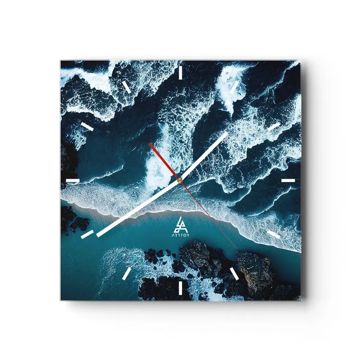 Nástenné hodiny - Zahalené do vĺn - 40x40 cm