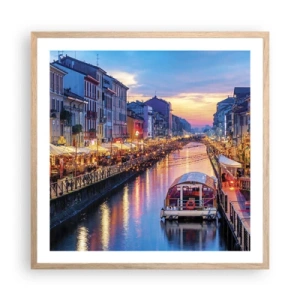 Plagát v ráme zo svetlého duba - Večer plný svetla a zábavy - 60x60 cm