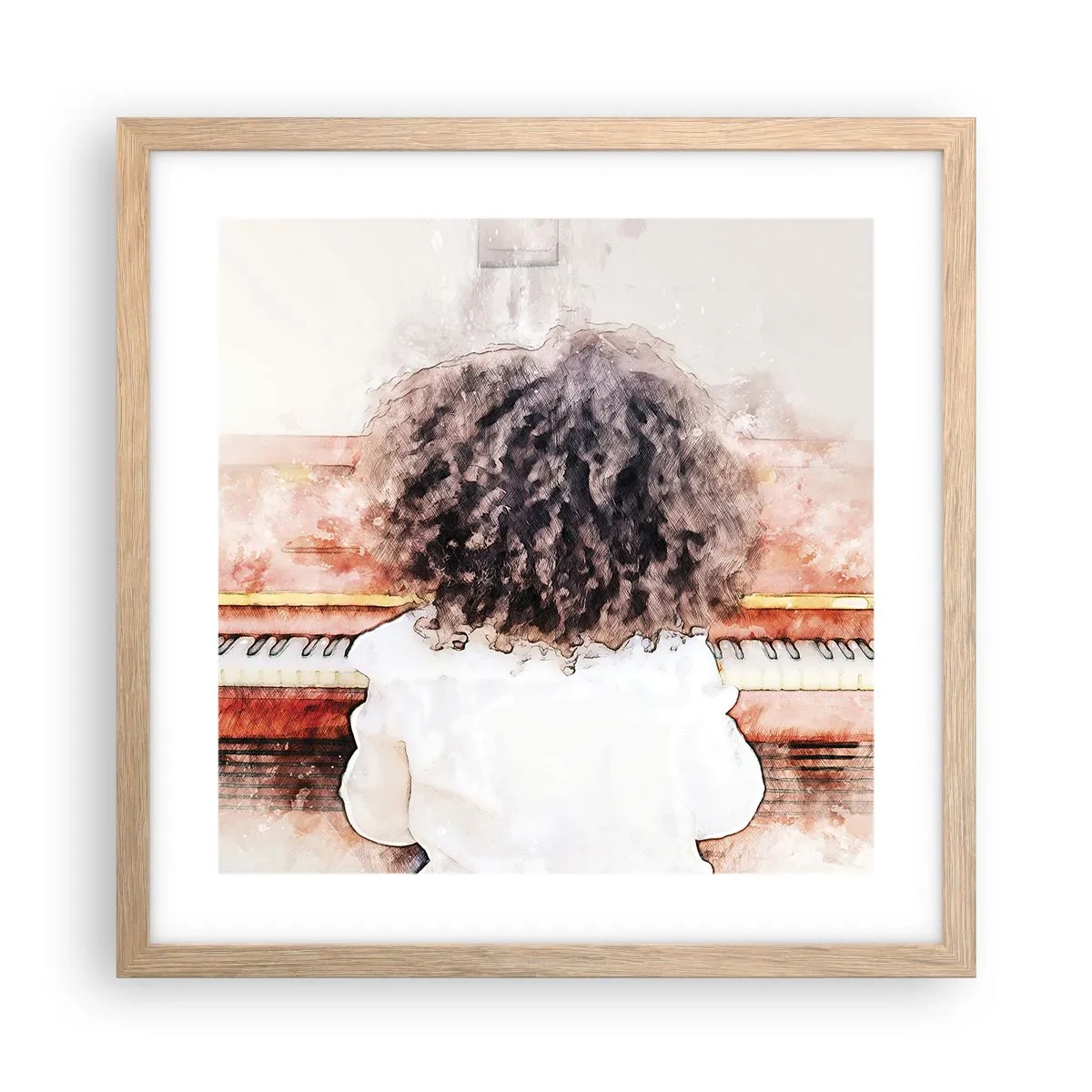 Plagát v ráme zo svetlého duba - V novom svete - 40x40 cm