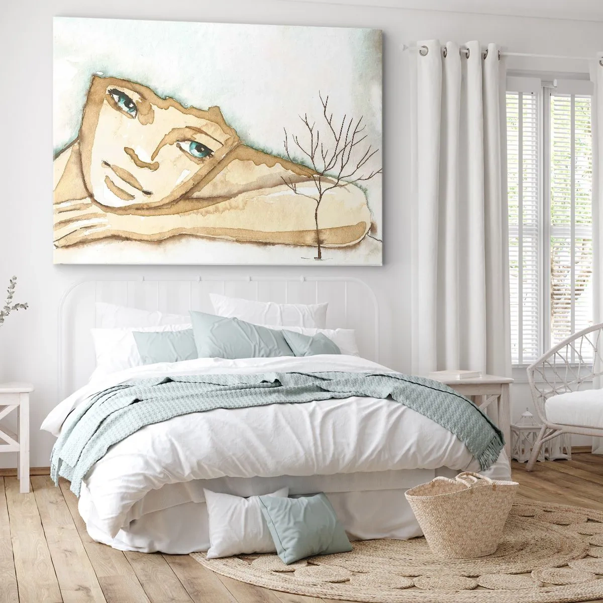 Obraz na plátne - Umelecký portrét ženy v pastelových farbách - 70x50cm - Strom poézie vyrastá z ticha - Moderná nástenná dekorácia do obývacej izby a spálne ARTTOR