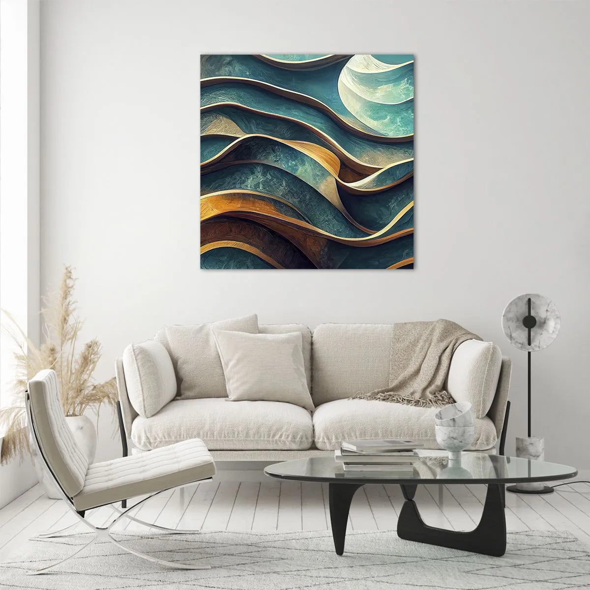 Obraz na skle - Meandre modrej - 60x60 cm