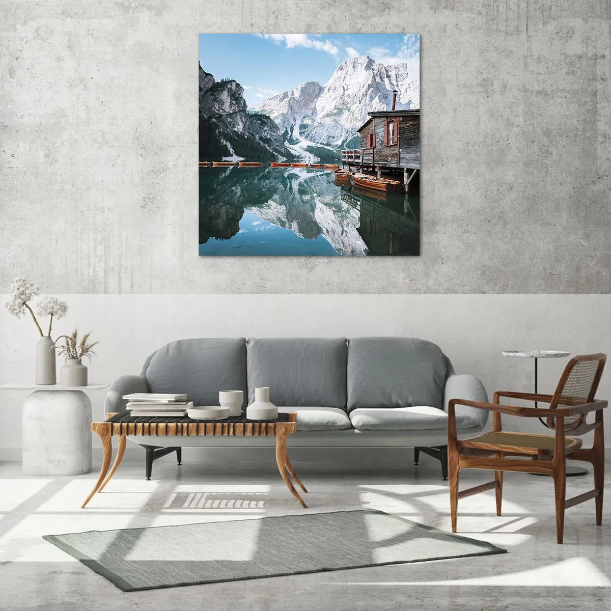 Obraz na skle - Kryštalické, horské ráno - 60x60 cm