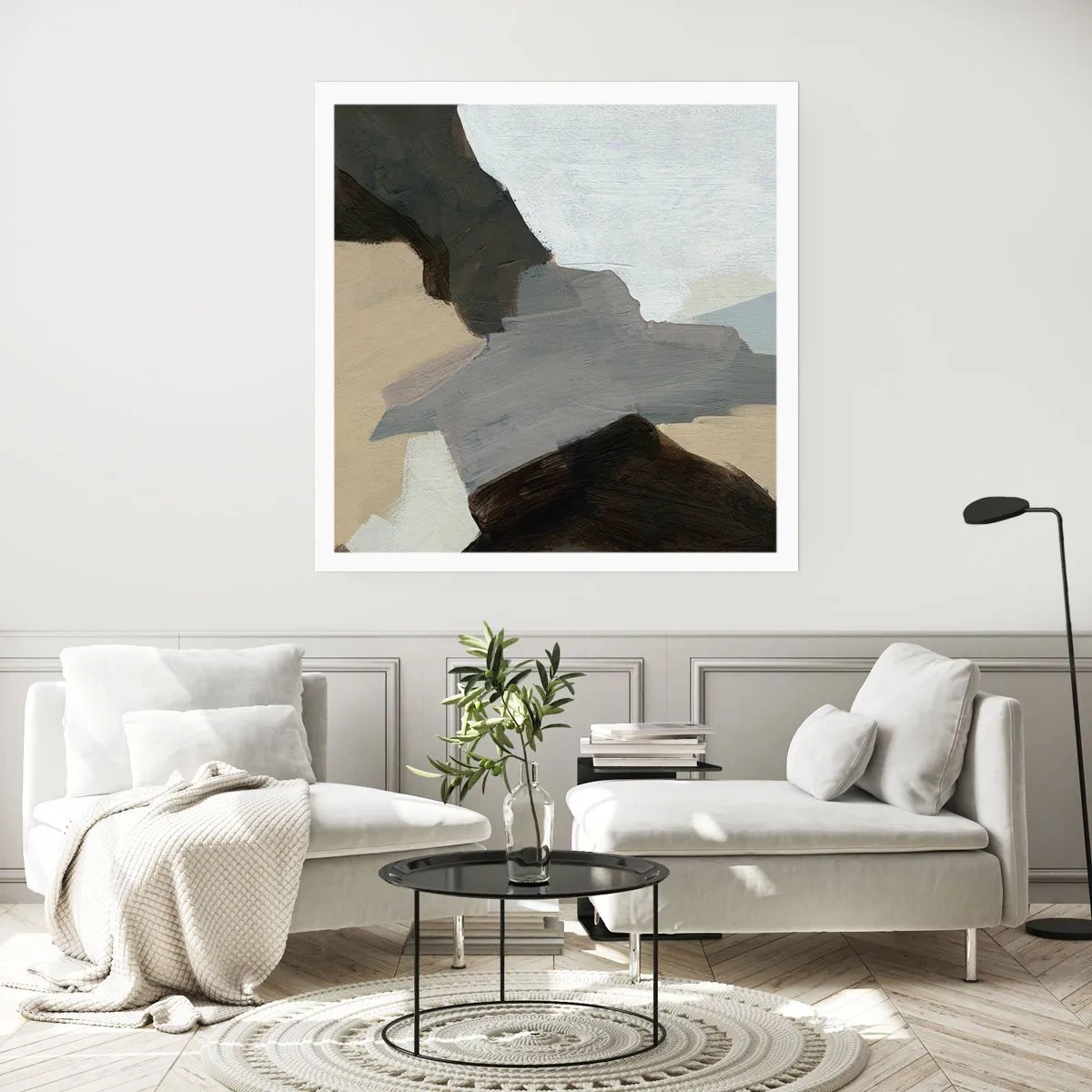 Plagát - Abstrakcia: križovatka šedej - 40x40 cm