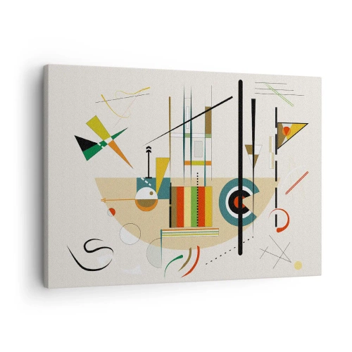Obraz na plátne - Farebná abstrakcia s geometrickými tvarmi - 70x50cm - A svet sa smeje - Moderná nástenná dekorácia do obývacej izby a spálne ARTTOR