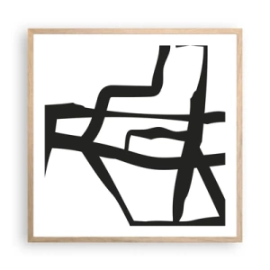 Plagát v ráme zo svetlého duba - Čiernobiela konštrukcia - 60x60 cm