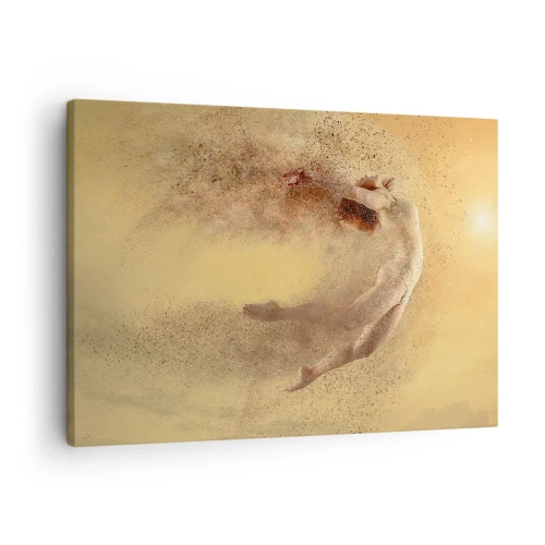 Obraz na plátne - Postava v dynamickom pohybe s efektom rozpadu - 70x50cm - V tanečnom vytržení - Moderná nástenná dekorácia do obývacej izby a spálne ARTTOR