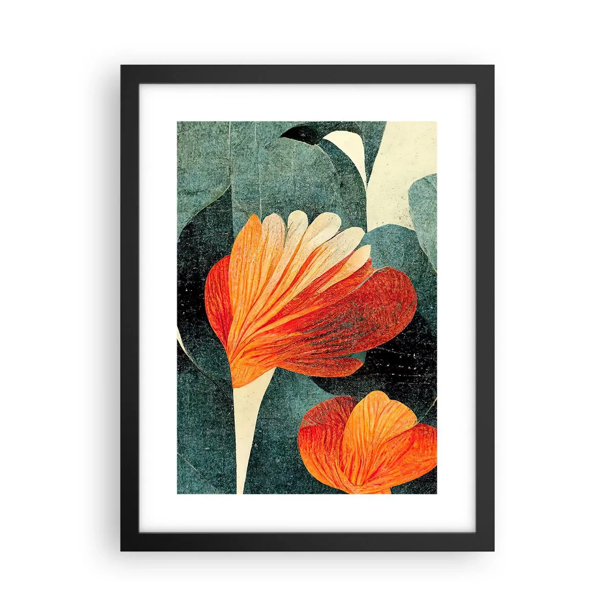 Plagát v čiernom ráme - Tropické horúco a chlad zelene - 30x40 cm