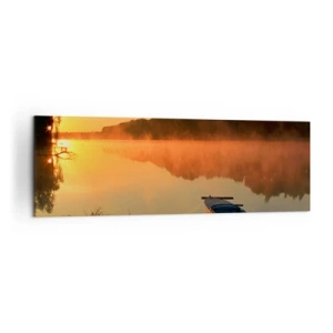 Obraz na plátne - Východ slnka pri vode ako povrch zrkadla - 160x50 cm