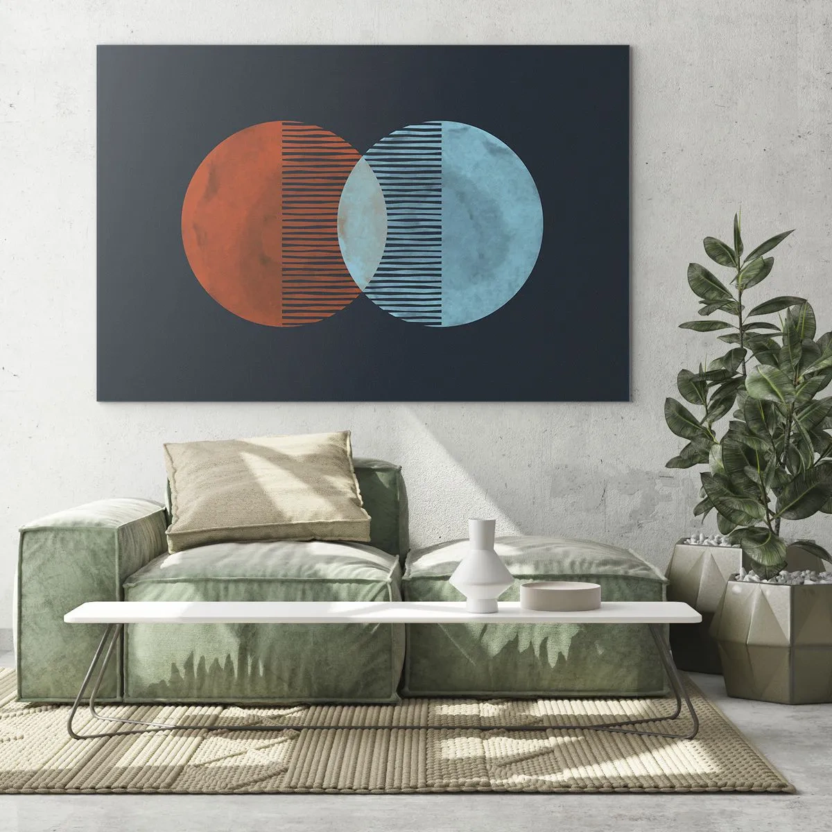 Obraz na skle - Dve pretínajúce sa farebné planéty s geometrickým vzorom - 70x50cm - Astronomická fantázia - Moderná nástenná dekorácia do obývacej izby a spálne ARTTOR