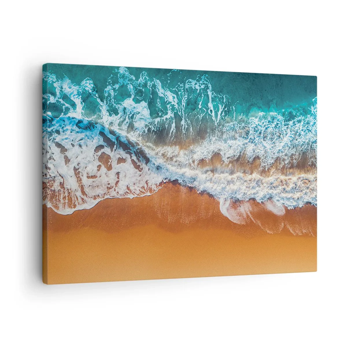 Obraz na plátne - Letecký pohľad na oceánske vlny narážajúce na breh - 70x50cm - Vždy pár - Moderná nástenná dekorácia do obývacej izby a spálne ARTTOR