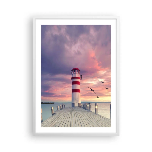 Plagát v bielom ráme - Čas ísť do prístavu - 50x70 cm