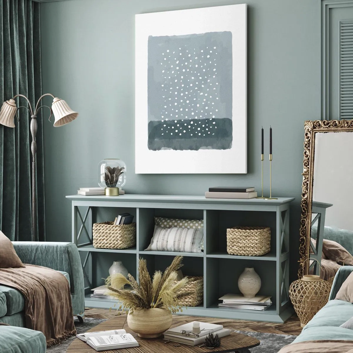 Obraz na plátne - Pestované na modrej - 70x100 cm