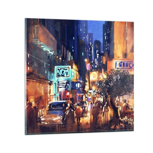 Obraz na skle - A mesto nespí - 30x30 cm
