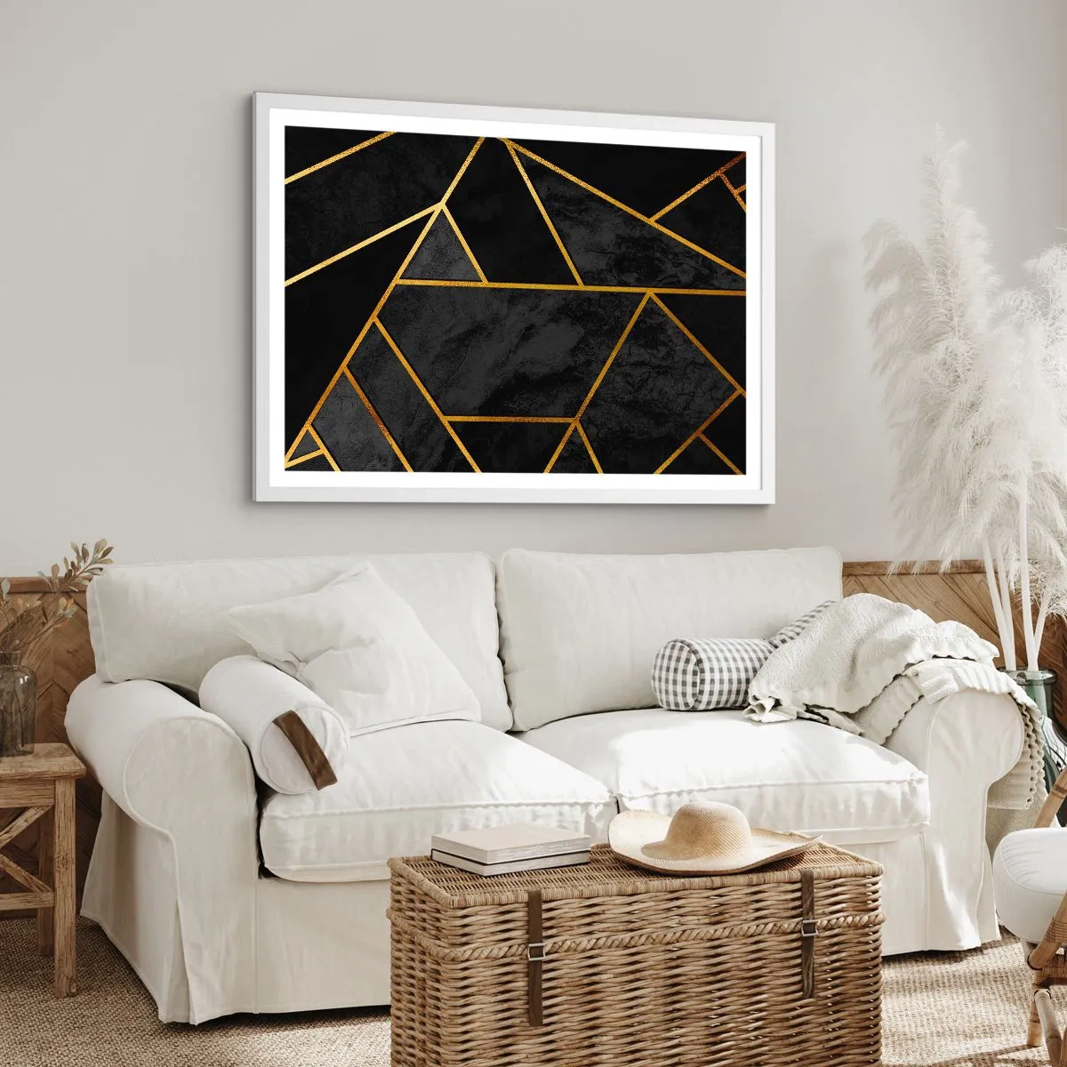 Plagát v bielom ráme - Temnota a svetlo - 91x61 cm