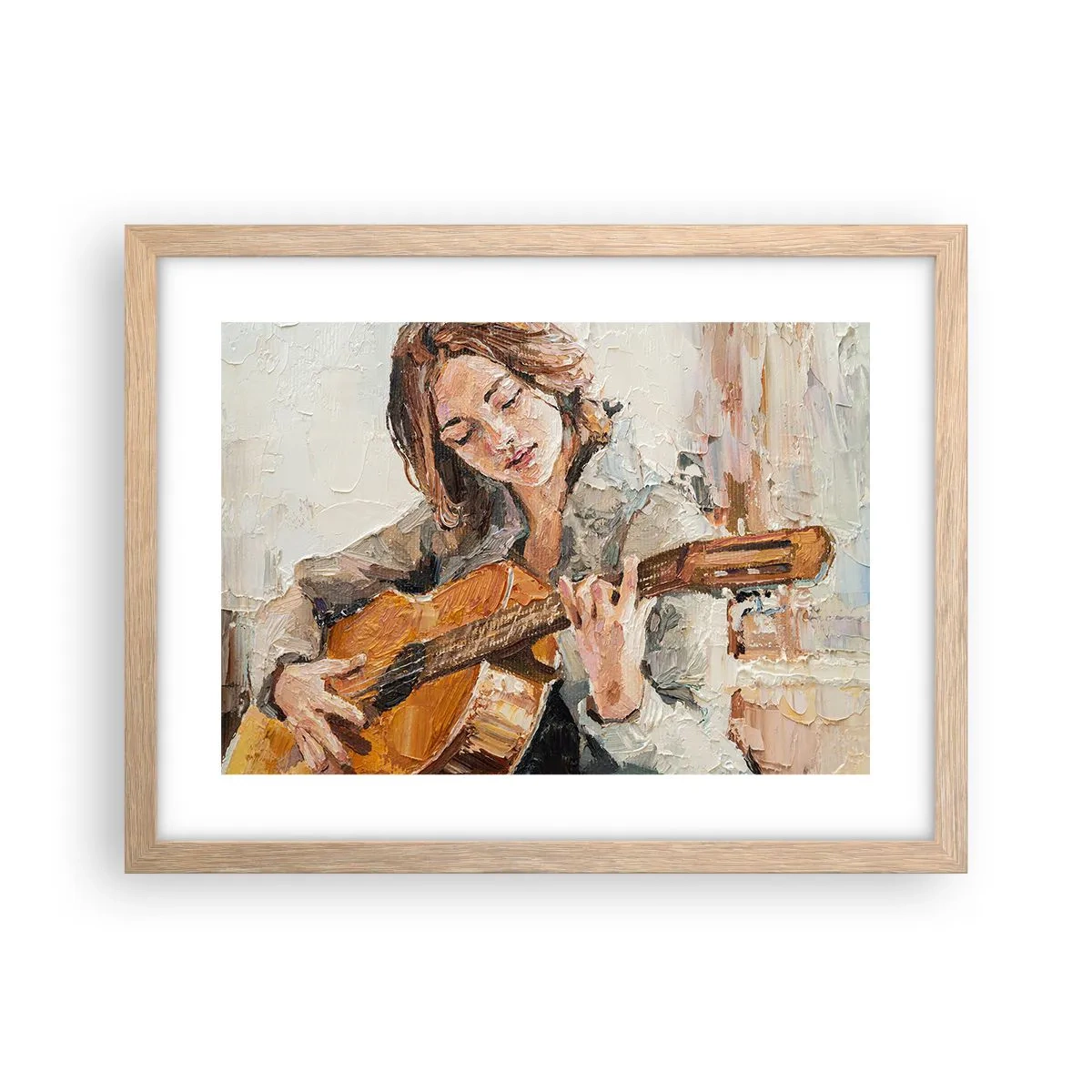 Plagát v ráme zo svetlého duba - Koncert pre gitaru a dievčenské srdce - 40x30 cm