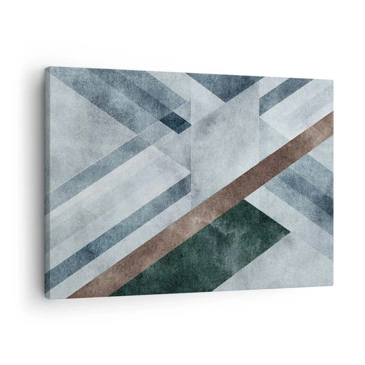 Obraz na plátne - Geometrické tvary v chladných odtieňoch modrej a hnedej - 70x50cm - Sofistikovaná elegancia geometrie - Moderná nástenná dekorácia do obývacej izby a spálne ARTTOR