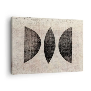 Obraz na plátne - Etnické tvary v tmavých tónoch na svetlom pozadí - 70x50cm - Etnická abstrakcia - Moderná nástenná dekorácia do obývacej izby a spálne ARTTOR