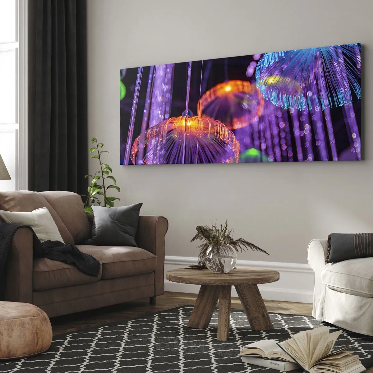 Obraz na plátne - Svetelná fontána - 160x50 cm