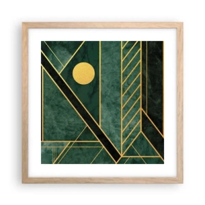 Plagát v ráme zo svetlého duba - Dynamika zlata a lazuritu - 40x40 cm