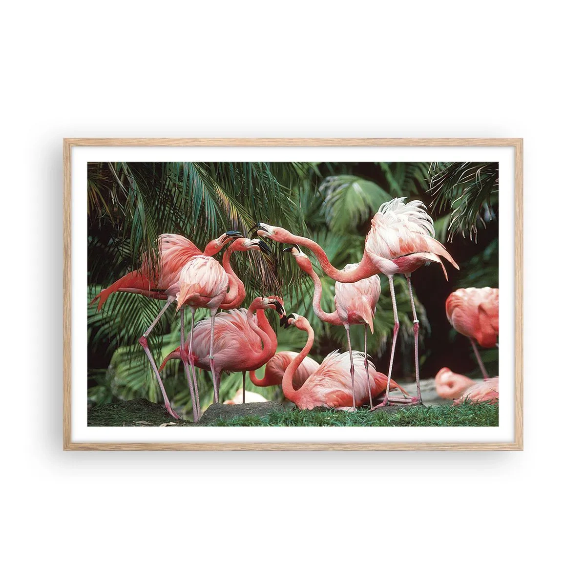 Plagát v ráme zo svetlého duba - Popoludňajšie klebety - 91x61 cm