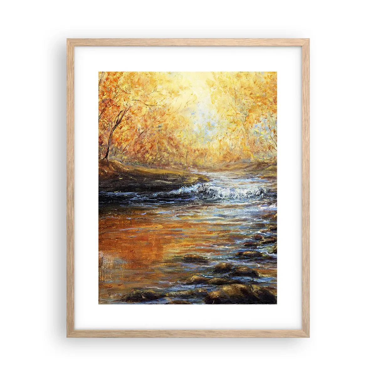 Plagát v ráme zo svetlého duba - Zlatý potok - 40x50 cm