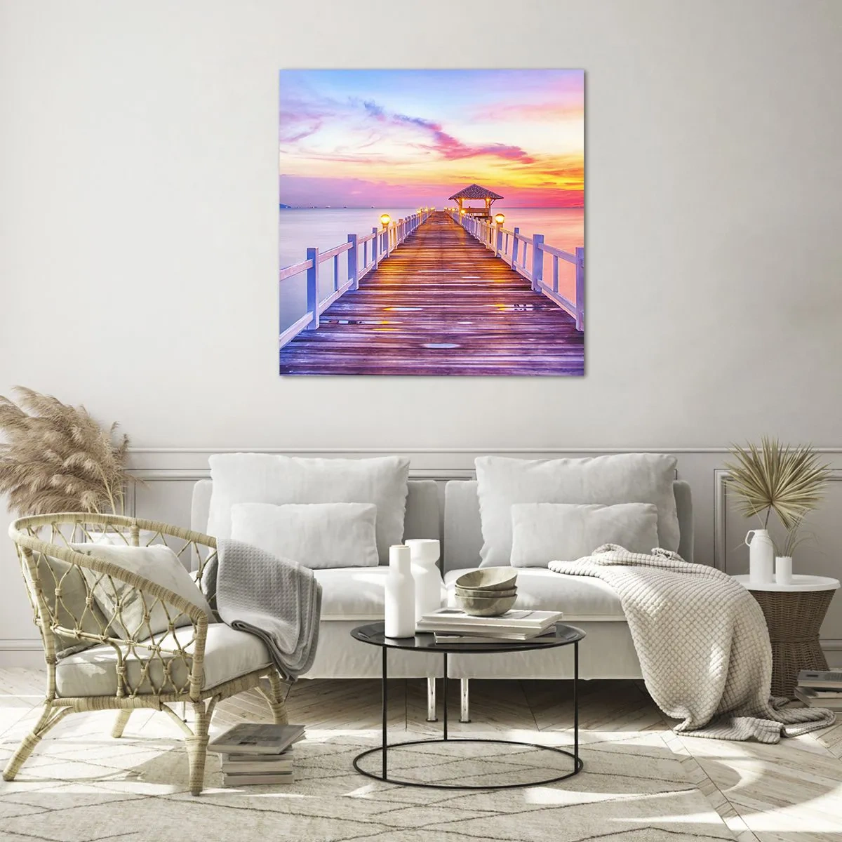 Obraz na skle - Ľaliovo-zlaté ticho večera - 60x60 cm