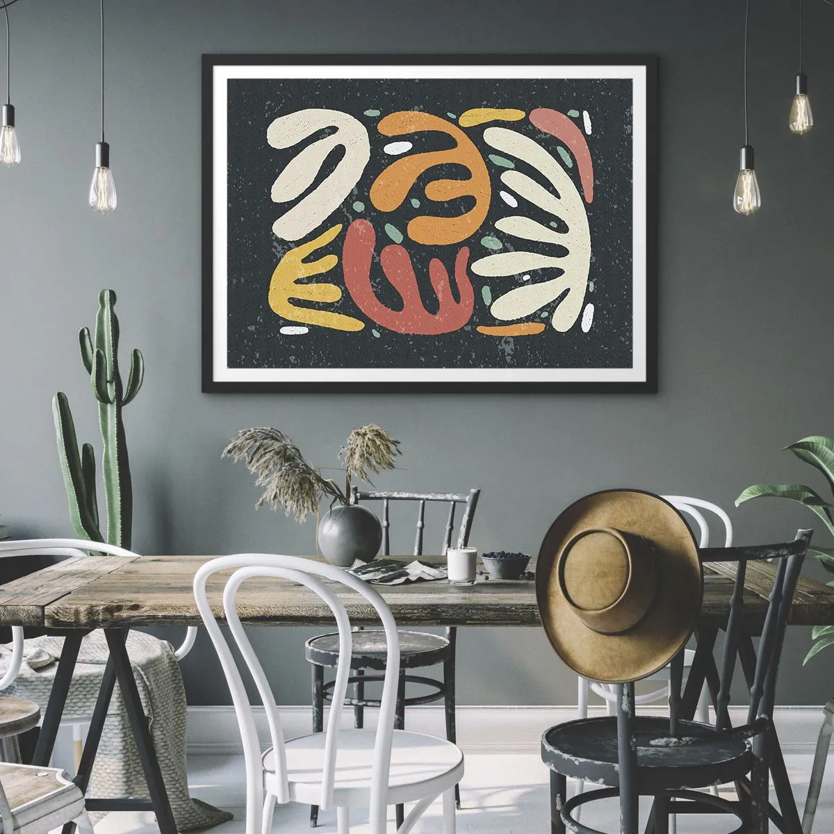 Plagát v čiernom ráme - Kompozícia – hneď ťa chytím - 70x50 cm