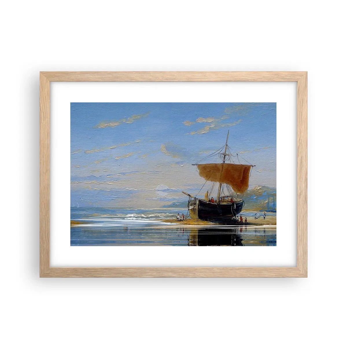 Plagát v ráme zo svetlého duba - Voda, zem, vzduch - 40x30 cm