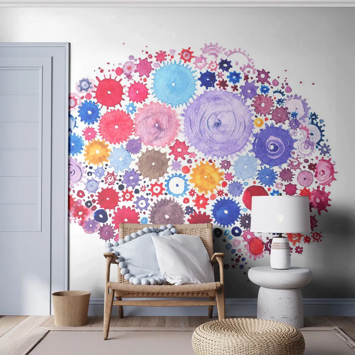 Fototapeta Standard Eco - Farebná ilustrácia mozgu s ozubenými kolesami v akvarelovom štýle - 100x70cm - Najdokonalejšia mašinéria prírody - Moderná nástenná dekorácia do obývacej izby a spálne ARTTOR