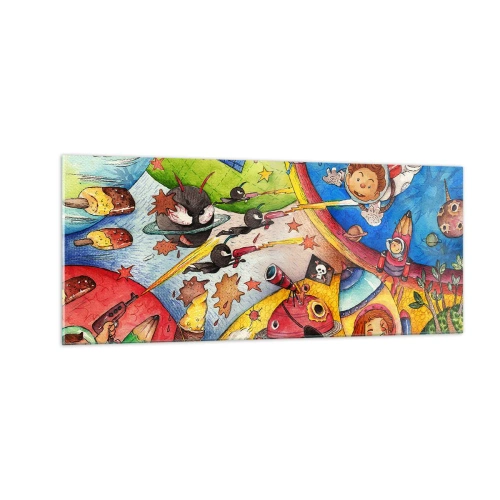 Obraz na skle - Veľké vesmírne dobrodružstvo - 100x40 cm