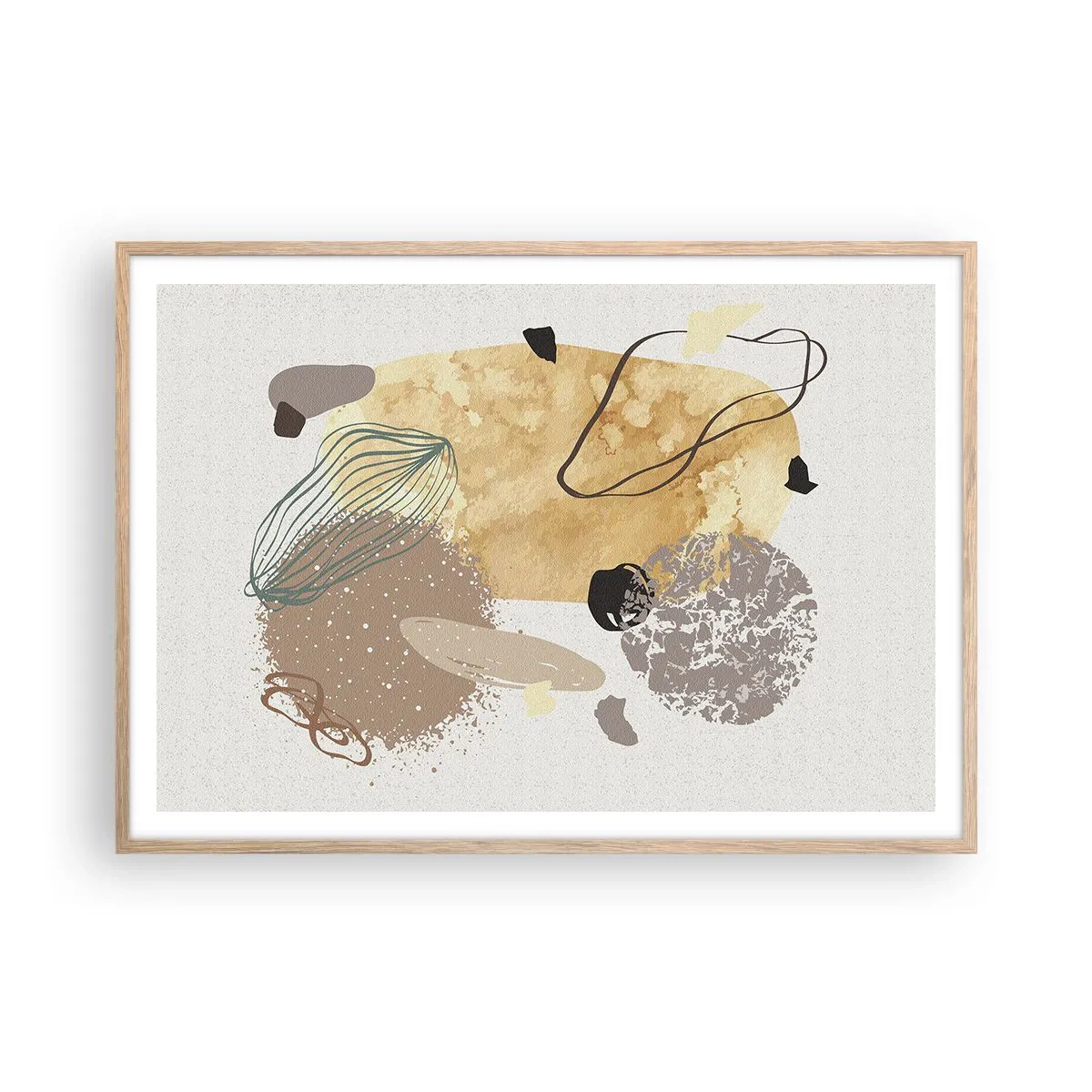 Plagát v ráme zo svetlého duba - Abstraktná slivka - 100x70 cm