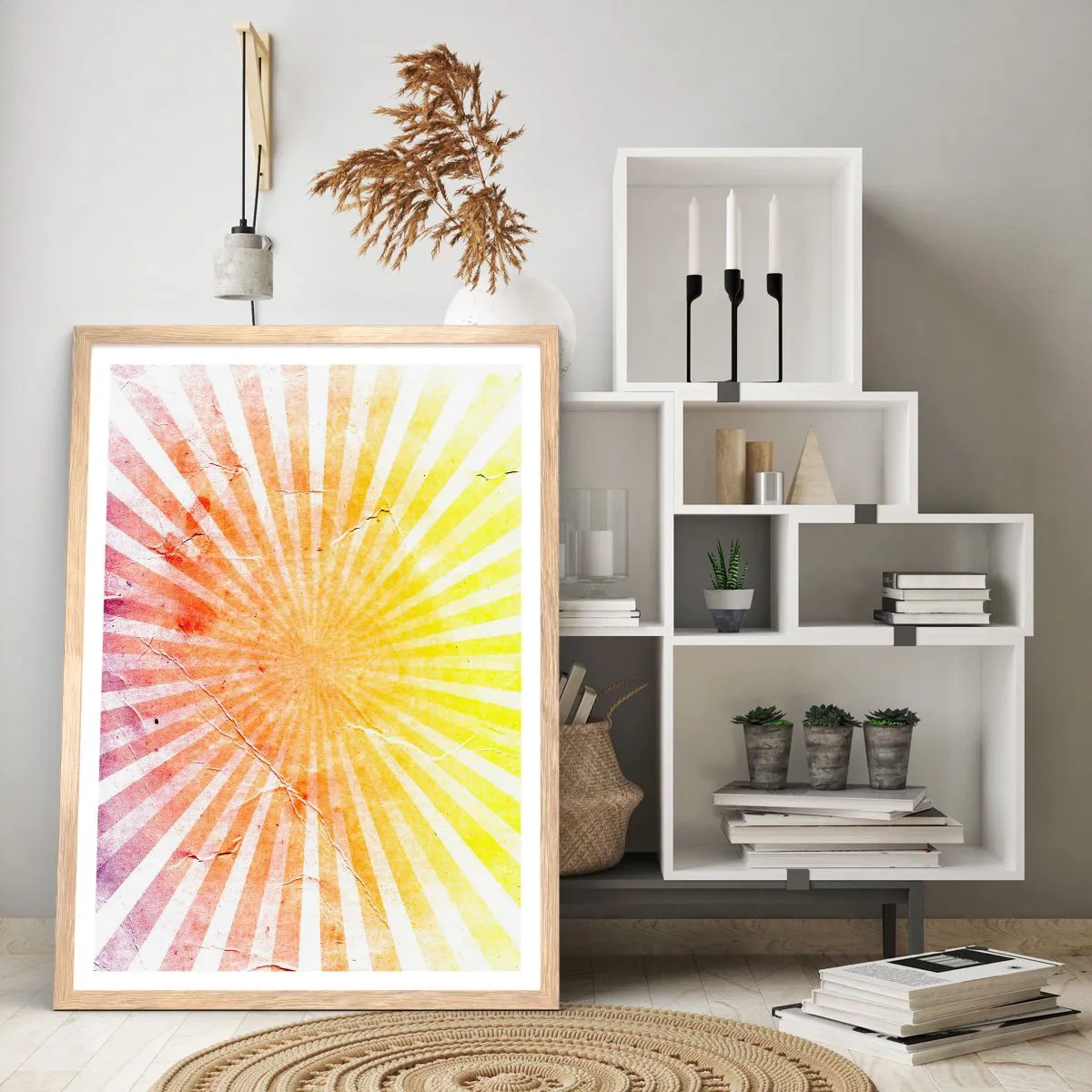 Plagát v ráme zo svetlého duba - Východy a západy - 50x70 cm