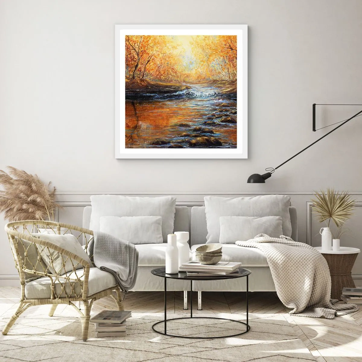 Plagát v bielom ráme - Zlatý potok - 40x40 cm