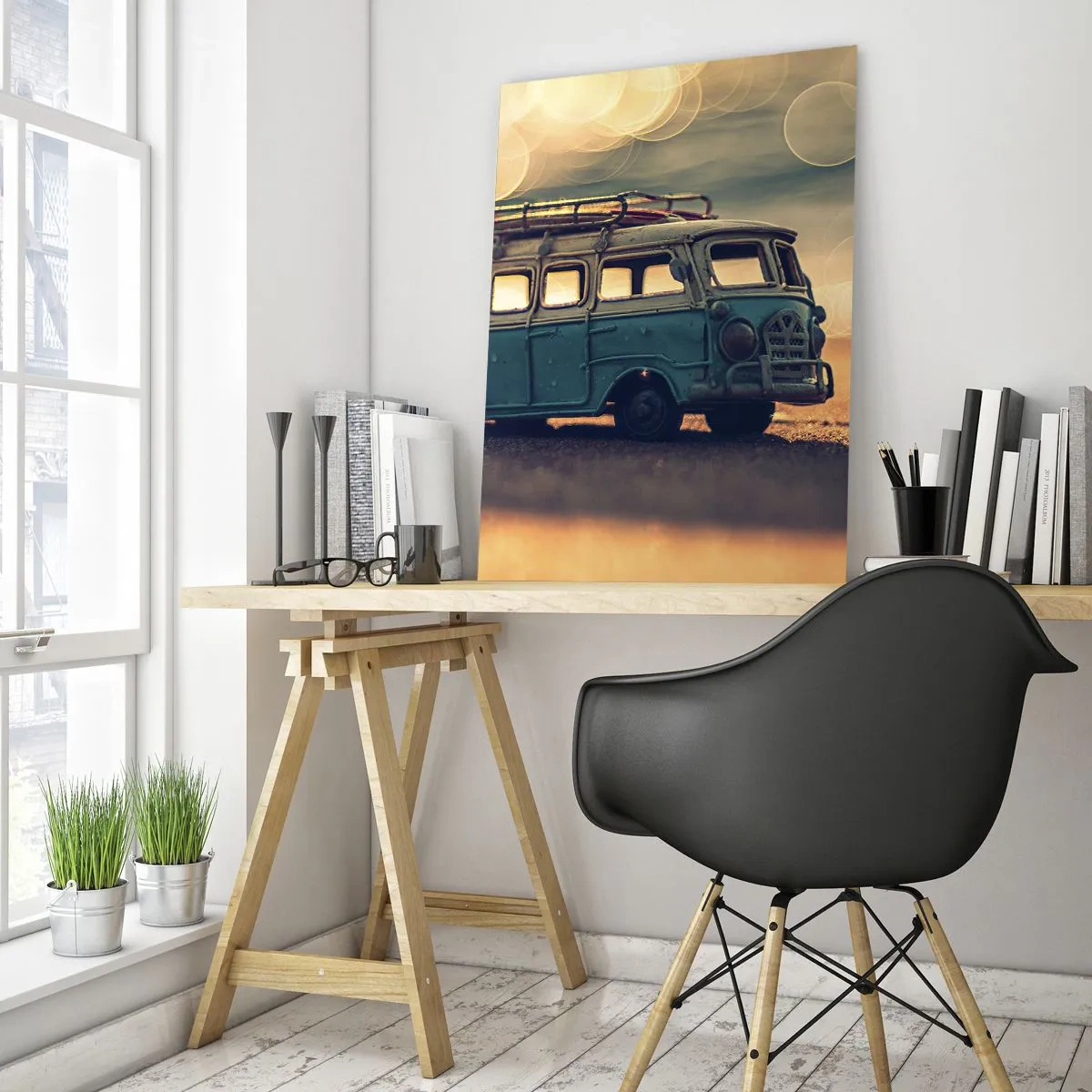 Obraz na skle - Koniec bôžikov: peňazí a práce - 50x70 cm