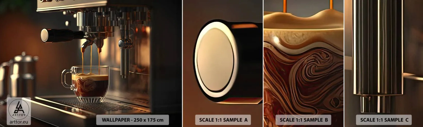 Vzorka Fototapeta Standard Eco - Zmyselná zmes - Káva, Stroj na kávu, Gastronómia - 100x30 cm