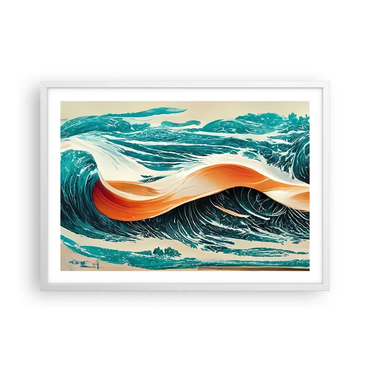 Plagát v bielom ráme - Surferov sen - 70x50 cm