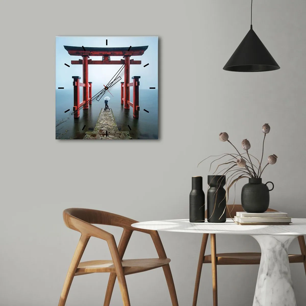 Nástenné hodiny - Japonské zamyslenie - 30x30 cm