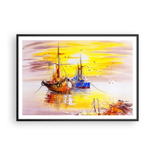 Plagát v čiernom ráme - Zaslúžený odpočinok v prístave - 100x70 cm