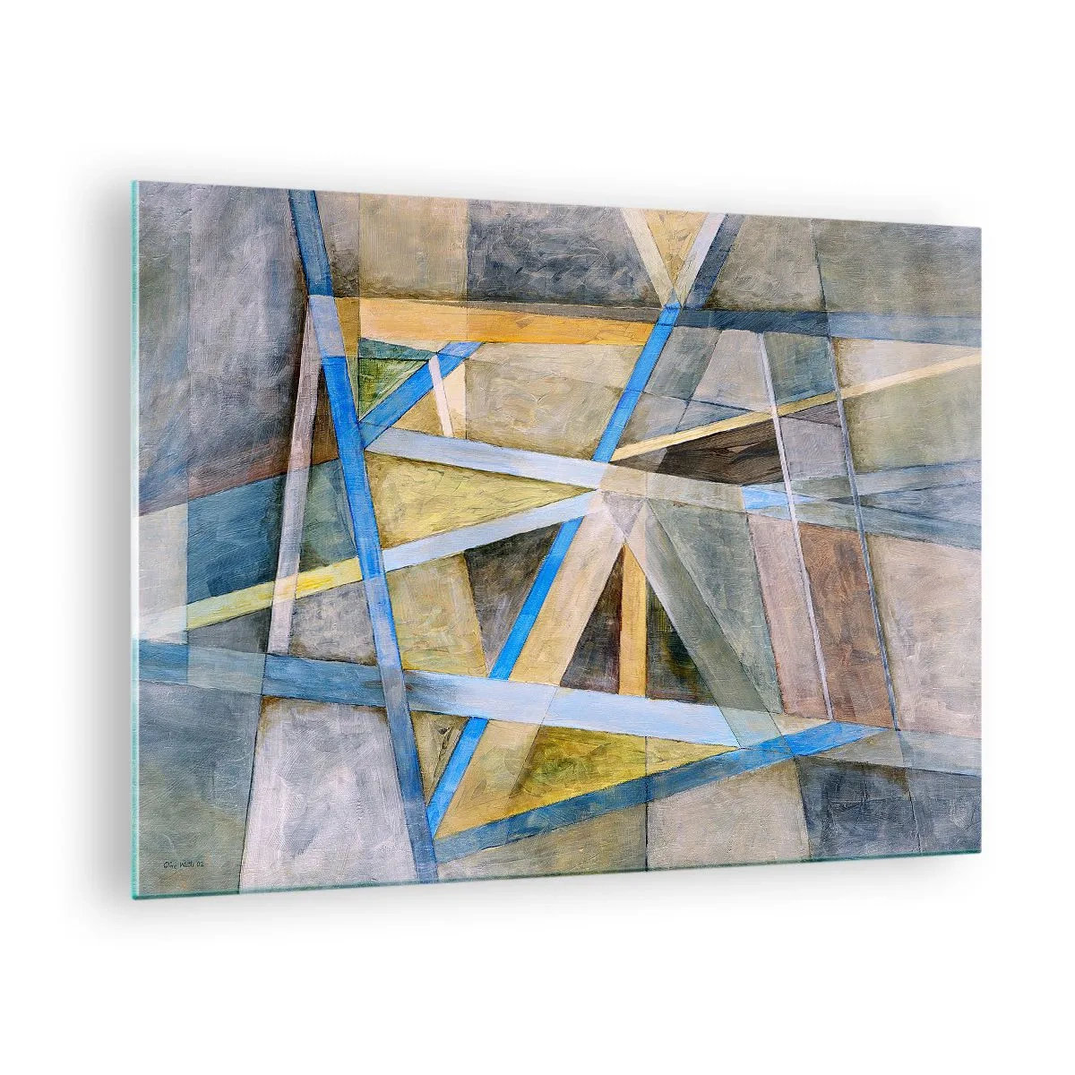 Obraz na skle - Abstraktná kompozícia s geometrickými tvarmi - 70x50cm - Priamo alebo diagonálne? - Moderná nástenná dekorácia do obývacej izby a spálne ARTTOR