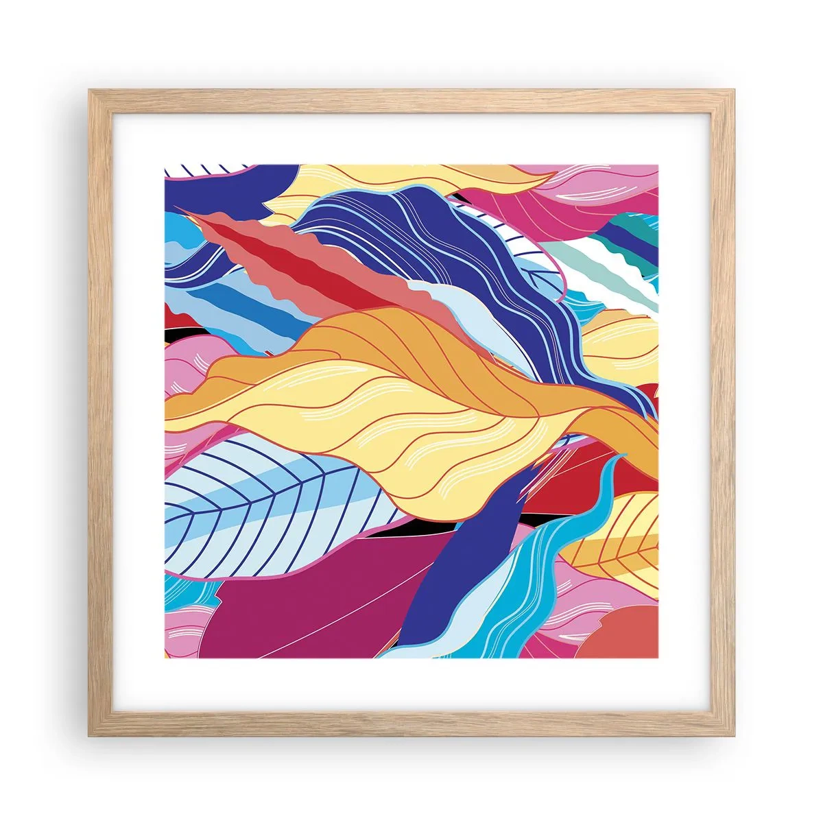 Plagát v ráme zo svetlého duba - Farebný neporiadok - 40x40 cm