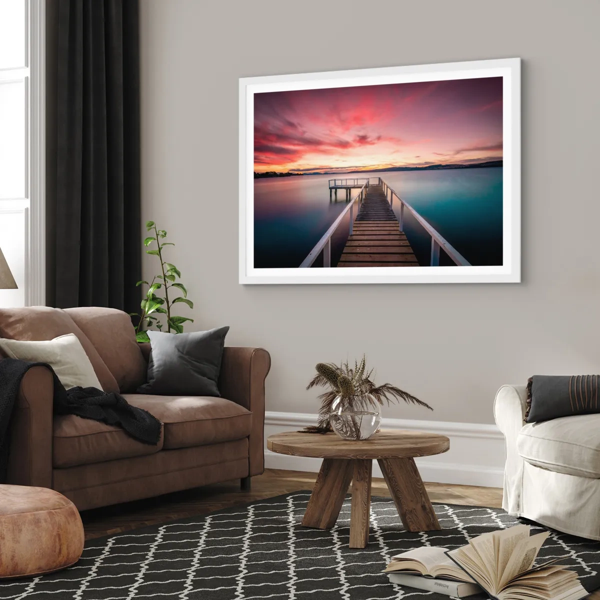 Plagát v bielom ráme - Jemný plameň večera - 100x70 cm