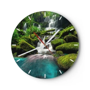 Nástenné hodiny - Tyrkys, zafíry a tekuté striebro - 40x40 cm