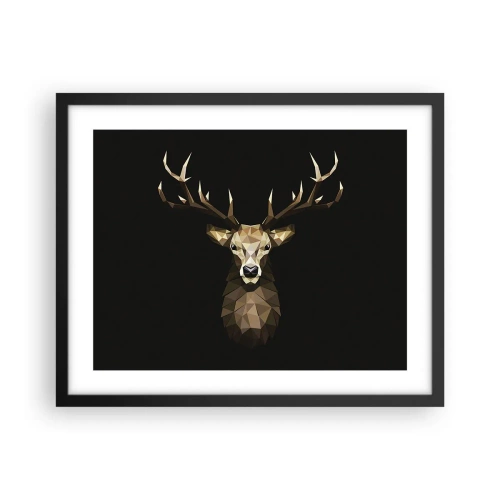 Plagát v čiernom ráme - Kubistický jeleň - 50x40 cm