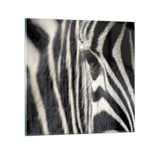 Obraz na skle - Portrét s pruhmi - 40x40 cm