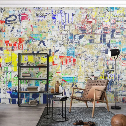 Fototapeta Standard Eco - Abstraktná kompozícia textu, farieb a štruktúr - 100x70cm - Proste poteší oči - Moderná nástenná dekorácia do obývacej izby a spálne ARTTOR