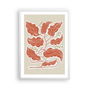 Plagát v bielom ráme - Ľudovo a koralovo - 50x70 cm