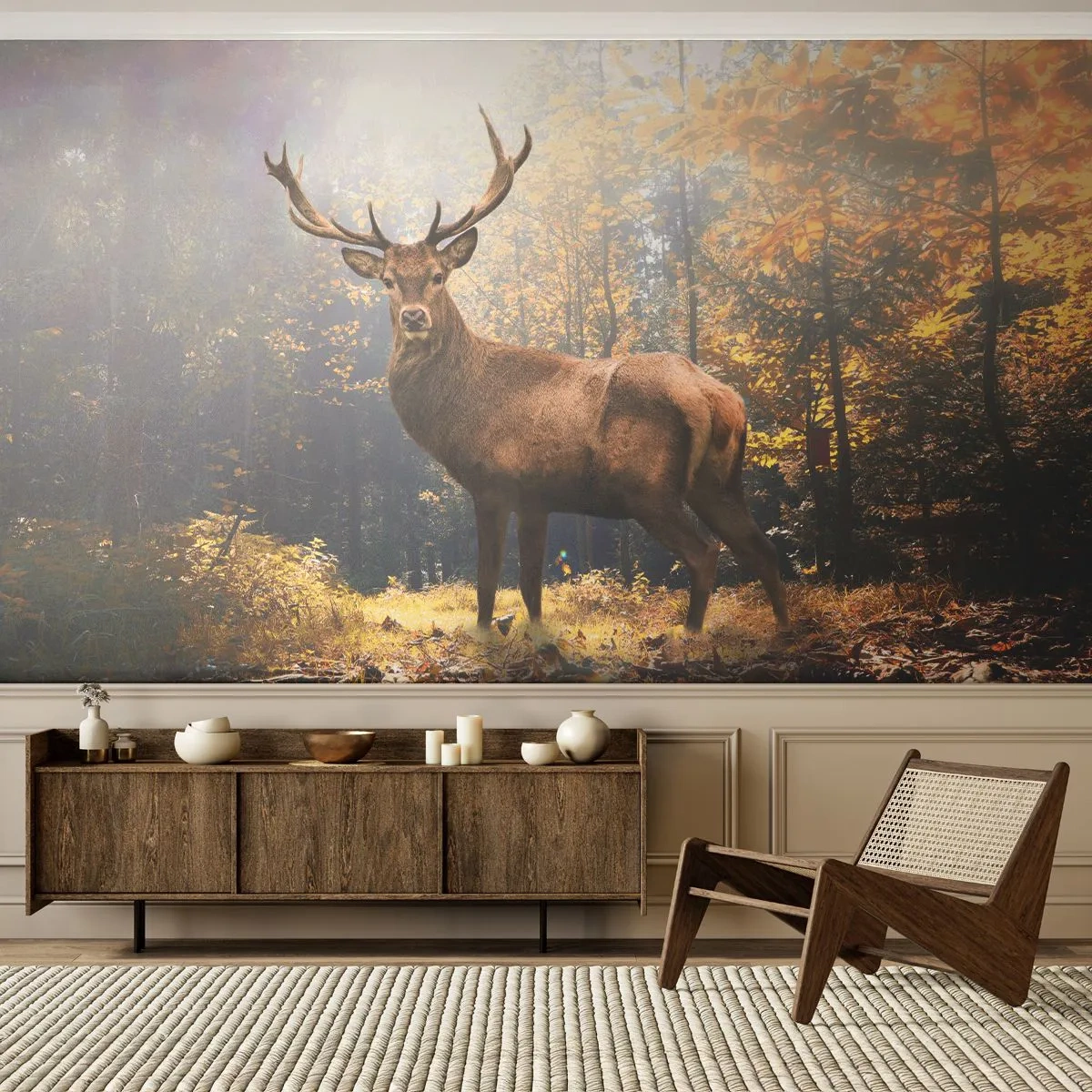 Samolepiaca Fototapeta Deluxe Sticker - Plné dôstojnosti - Krajina, Jeleň, les - 250x175 cm